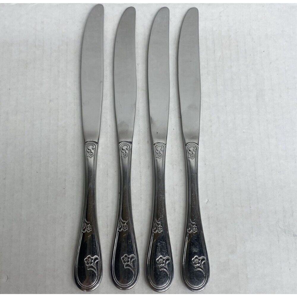 Oneida Northland Stainless Steel Devon Floral Table Butter Knives 9” Set Of 4